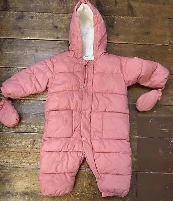 M&S Baby Girls Snowsuit 12-18 Months Pink • £8