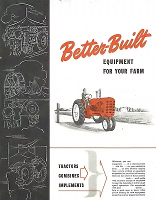 Massey Harris Color Sales Brochure Better Built Equipment For Your Farm • $20