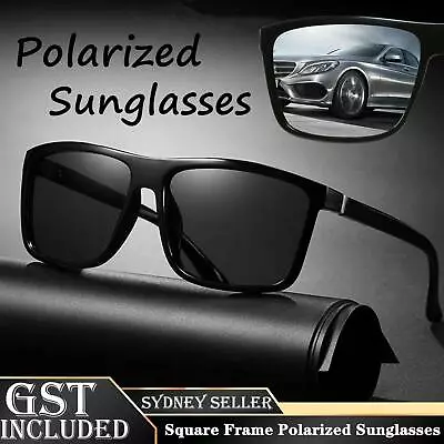 $8.58 • Buy New Black Square Frame Polarized Sunglasses Driving Mens Designer Retro Eyewear