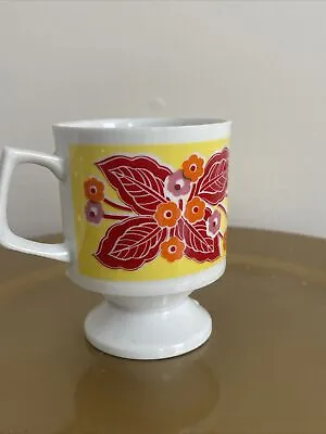 Flower Power Pedestal Mug Cup MCM Irish Coffee Retro Mod Vintage 4” Tall • $13.99