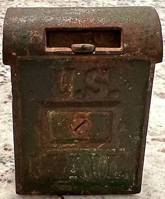 Vintage Cast Iron U.s. Mail Box Bank/stamp Dispenser Green • $25