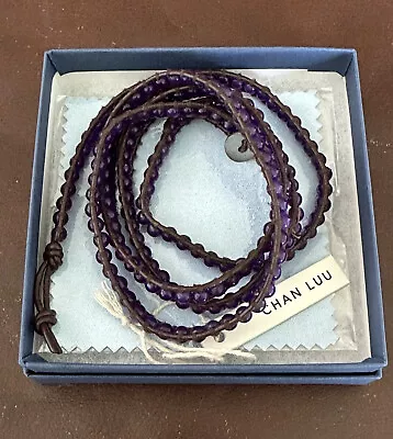 Chan Luu Brown Leather Purple Iolite 4/5 Wrap Bracelet • $80