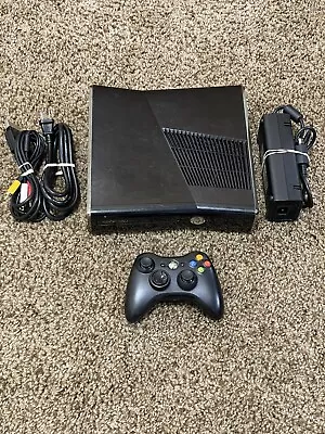 Microsoft Xbox 360 S Slim 250GB Black 1439 Console Bundle Cleaned Tested • $89.99