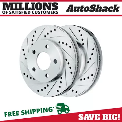 Front Drilled Slotted Brake Rotors Silver Pair 2 For 2007-2013 Mazda 3 2.3L • $71.02