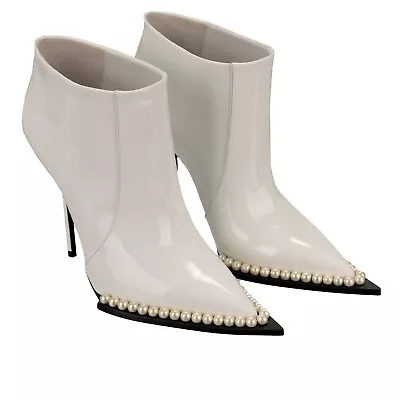 DOLCE & GABBANA Pearl Leather Boots Pumps Heels Shoes CARDINALE White 12545 • $683.20