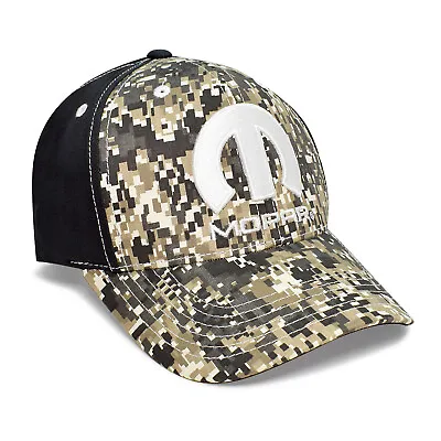 Mopar Logo Camo Front Black Baseball Hat For Dodge Jeep RAM • $19.99