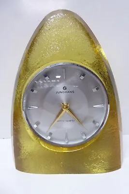 Vintage Junghans Astro Quartz Textured Art Glass Clock Mid Century Design German • $299