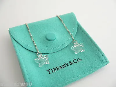 Tiffany & Co Peretti Silver Rock Crystal Star Dangle Earrings Studs Gift Pouch • $498