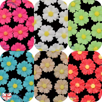£2.89 • Buy 15 Small Resin Daisy SunFlower Cabochons 8mm Flat Back Embellishment Decoden