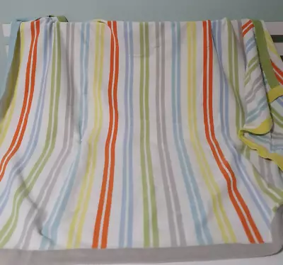 IKEA Baby Dromland Blanket 100% Cotton Green Stripe Yellow Orange Blue • $75