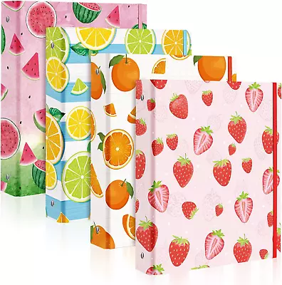 4 Pcs Mini Binders 3 Ring Binder 1 Inch 5.5 X 8.5 Inch Cute Fruit Binders • $39.40