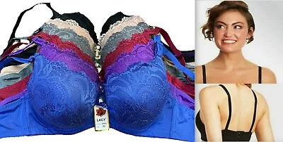 PACK OF 6 Pcs BRAS UNDERWIRE LACE Push Up Bra CUP SIZE 34-44 B C D NEW #99994BC • $26.99