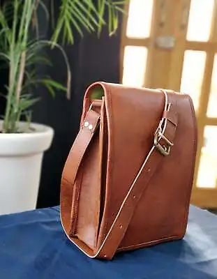 Vintage Handmade Goat Leather Shoulder Bag Purse Sling Retro Casual Bag • $90.44