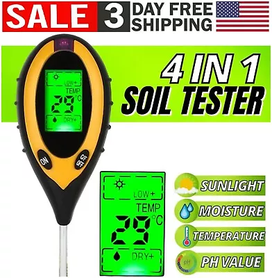 4-in-1 Digital PH Soil Moisture Meter Water Light Temperature Plants Test Meter • $16.99