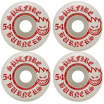 Spitfire Skateboard Wheels Burners 54mm 99A White/Red • $29.95