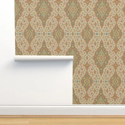£33.61 • Buy Removable Water-Activated Wallpaper Indian Persian Damask Renaissance Medieval