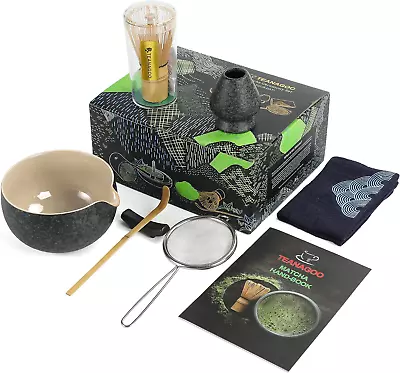 Japanese Tea Ceremony Set - Matcha Bowl Bamboo Whisk Scoop Holder And Matcha • $42.72