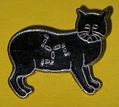 Vintage 1970s Black Manx Cat Metal Pin Badge Isle Of Man • $8.02