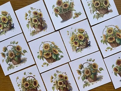 £2.99 • Buy 9x Watercolour Sunflower Card Toppers Card Making Mothers Day Birthday