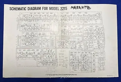 Original Marantz 2215 Receiver Foldout Schematic • $19.95