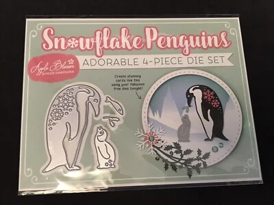 £3.99 • Buy Apple Blossom Snowflake Penguins 4 Piece Die Set - Christmas Winter Holly Etc