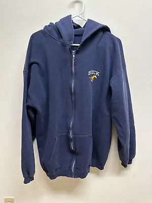 Men’s Vintage Made In USA Full Zip Break Mustangs High School Hoodie Size XL • $22.50