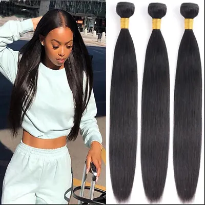 Peruvian Human Hair Straight Bundles 100% Natural Human Hair 3 PCS Double Wefts • $39.99