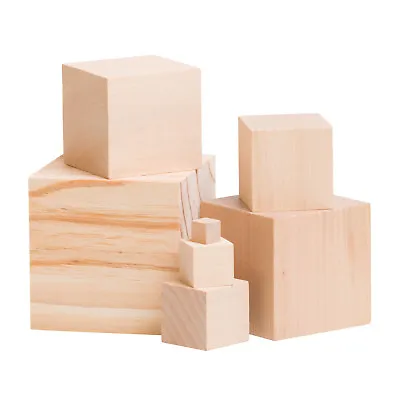 Wooden Craft Supplies Blocks Wood Cubes 10mm - 60mm Hardwood 75mm Pine Minecraft • £1.99