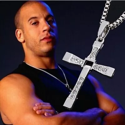 Fast And Furious Movie Dominic Toretto's Vin Diesel Cross CZ Necklace FAMILY! • $13