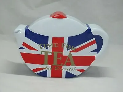 Collectible Union Jack Biscuit Cookie Tin Teapot Themed The Silver Crane Company • £6.99