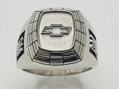 Mens 10k Solid White Gold Chevrolet Chevy GM Heavy Ring Size 10.5 • $999.99