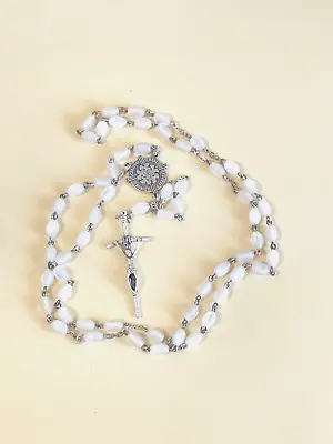 Vintage Mother Of Pearl MOP Beaded Rosary Christainity Prayer Beads 19  • $25