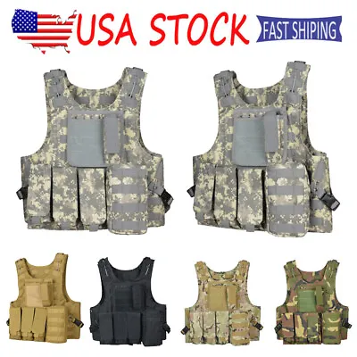 Molle Combat Assault Plate Carrier Camo Hunting Army Vest Military Tactical Vest • $18.99