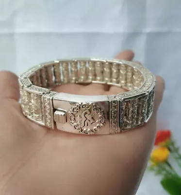 Fashionable Tibetan And Miao Silver Handcarved Noble Gift Lucky Bracelet • $16.98