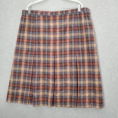 VINTAGE Pendleton Women Skirt 36 Brown Nova Check 100% Virgin Wool Midi 90s USA • $34.89