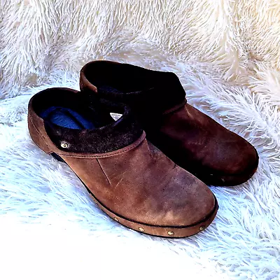 Merrell Luxe Wrap Brown Suede Leather Studded Slip On Clogs Womans Size 7.5 • $24.82