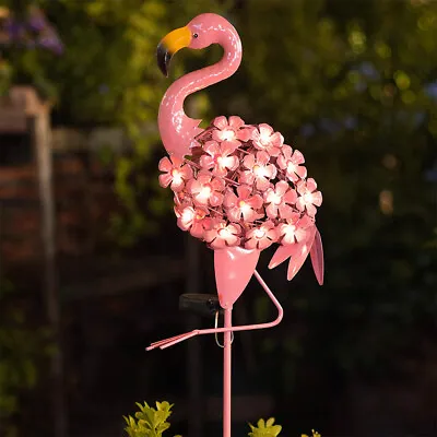 Solar Power Garden LED Statue Flamingo Light Lawn Lamp Ornament Landscape Decor • £13.95