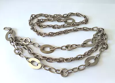 Vintage Multi Chain Stainless Steel Biker Belt Boho Chic • $24