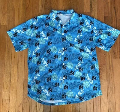 NEW Miami Marlins MLB Blue Hawaiian Shirt Stadium Giveaway - Adult XL • $19.99