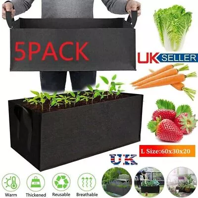 5X Large Plant Grow Bags Potato Fruit Vegetable Garden Planter Growing Bag Black • £11.99