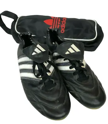 Vintage Adidas 2003 TRAXION Football Boots Leather US 10.5 + Vintage Shoe Bag  • $105