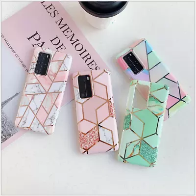 Geometric Marble Case For Samsung S20/A51/A71/A20e/A41/A91/A70 Soft Pastel Cover • £3.99