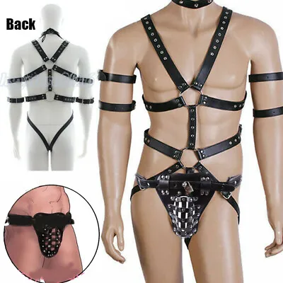 Men Sexy PU Leather Clubwear Body Harness Straps Lingerie Restraint Bondage BDSM • $18.99
