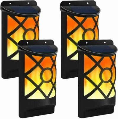 £9.45 • Buy Solar Powered Flickering Torch Flame Wall Lamp Garden Patio Fence Outdoor UK 