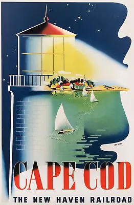 Decoration POSTER.Cape Cod New Haven Railroad.Lighthouse.Interior Design Art.127 • $54