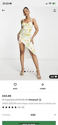 £30 • Buy ASOS White Floral Midi Dress With Slit Size 8, Worn Once