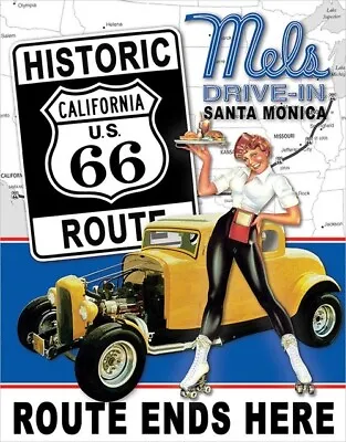 Mel’s Drive In Santa Monica Historic Route 66 Tin Metal Sign Man Cave 12.5 X 16 • $15