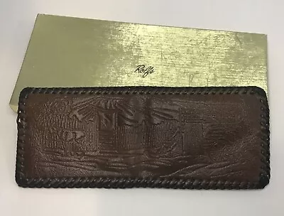 Vintage Rolfs Men’s Leather Billfold Wallet Brown Embossed Leather Bifold • $22