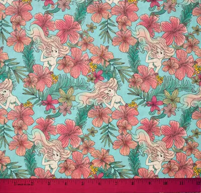 Little Mermaid Fabric - HALF YARD - Quilting 100% Cotton Disney Princess Ariel • $4.98