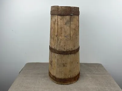 $80 • Buy Antique Butter Churn Wooden Vessel Primitive Bucket Wood Barrel Rustic Vase